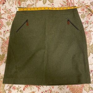 Talbots Dark Green Wool Skirt with Zippered Pockets